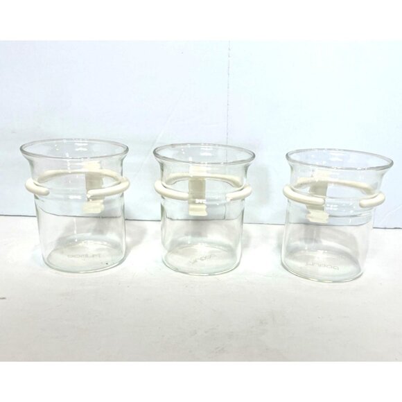 Set of 3 Vintage Bodum Bistro White Handle Clear Glass Expresso Coffee Glasses - Picture 5 of 7